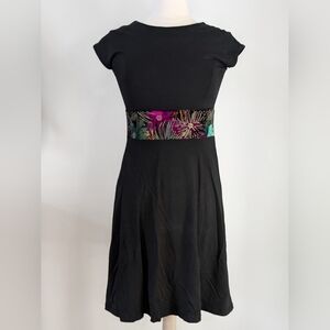 MADE IN QUEBEC - Poffettanshinn black dress with velvet floral band SMALL/MEDIUM
